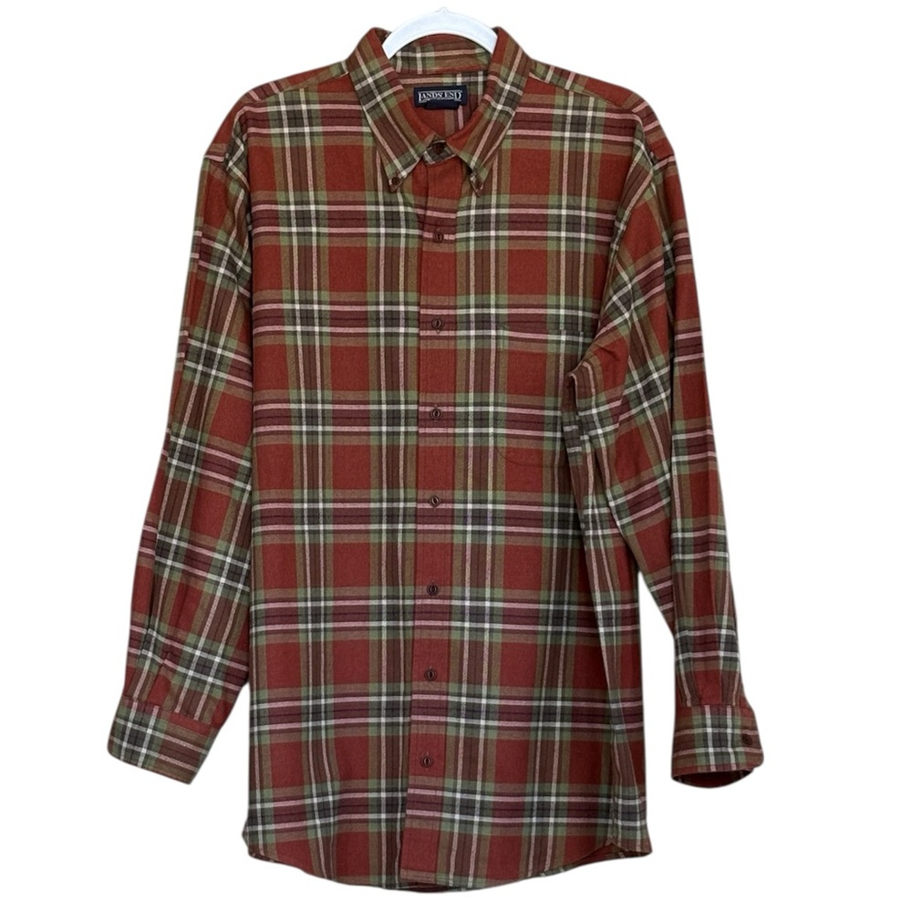 Lands' End Plaid Button Down Shirt Size L (16) Tall